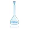 Messkolben 500 ml, NS 19/26 BLAUBRAND, Kl. A, KB, Boro 3.3, PP-Stopfen