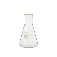 Erlenmeyerkolben 250ml Enghals, mit Graduierung und Bördelrand, Borosilikatglas 3.3, temperaturwechselbeständig, chemisc